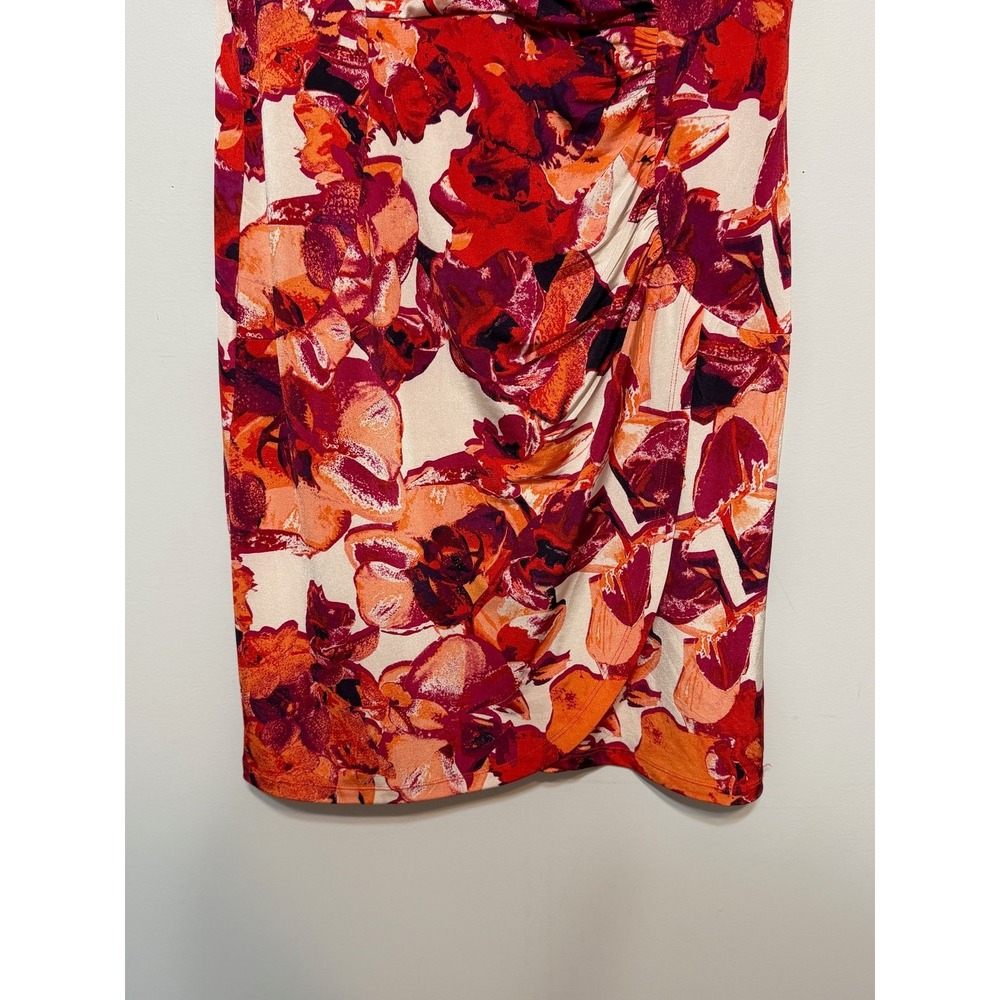 Dana Buchman Floral Ruched Sheath Dress Women Large Tropical Garden Party Chic - Picture 6 of 9